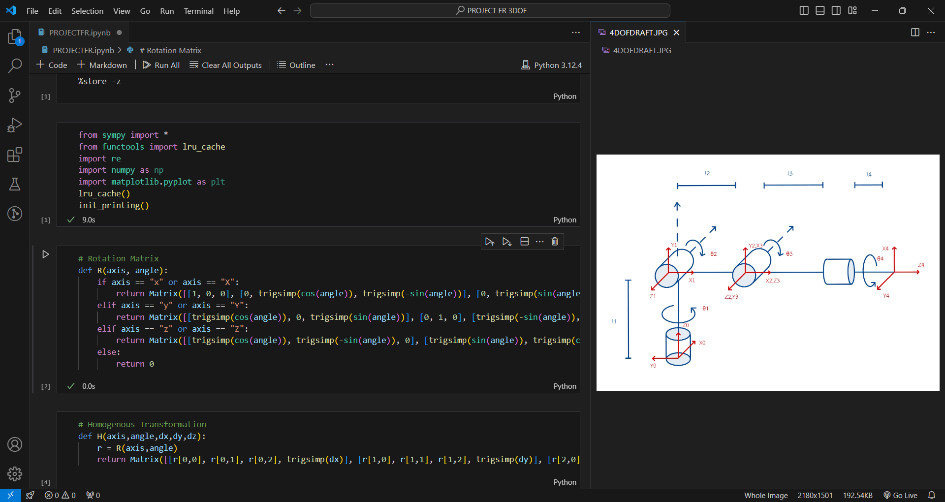 3DoF Robot Kinematics and Dynamics Design